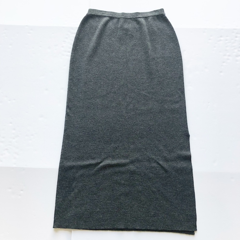 Studio Works Skirt Womens Small Charcoal Gray Wool Blend Knit Maxi Vintage